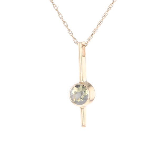 Gold Quartz Necklace Bar Design Round Fine Quality Inlaid Pendant