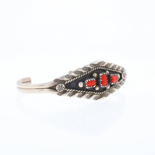 Sterling Silver Coral Cuff Bracelet