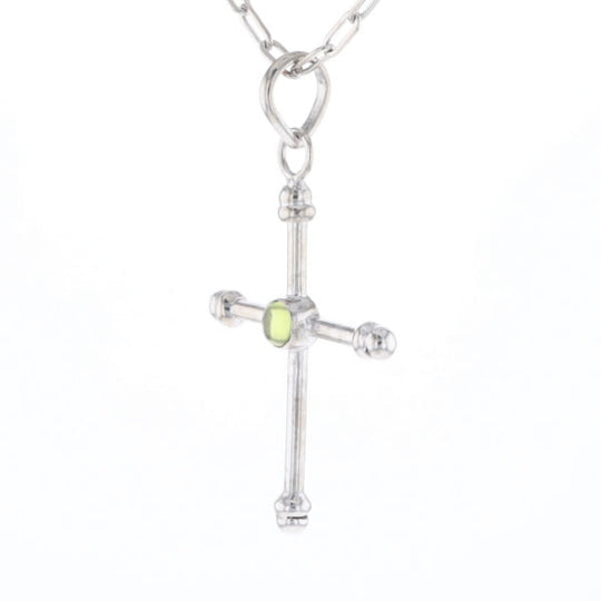 Silver Peridot Cross