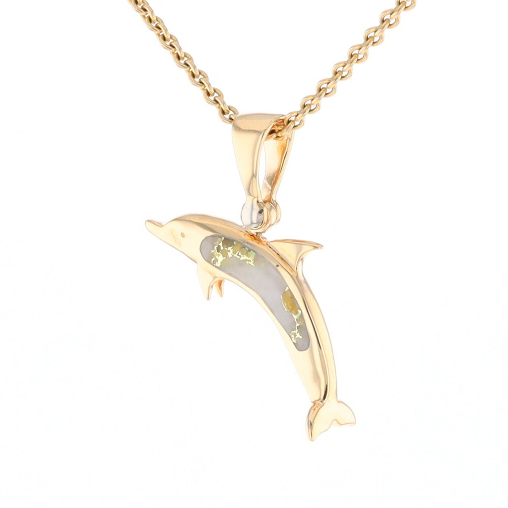 Gold Quartz Dolphin Pendant - G2