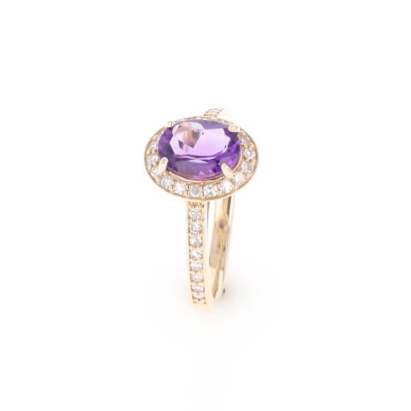 Oval Amethyst with Diamond Halo Ring