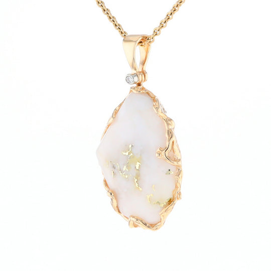 Gold Quartz Freeform Pendant