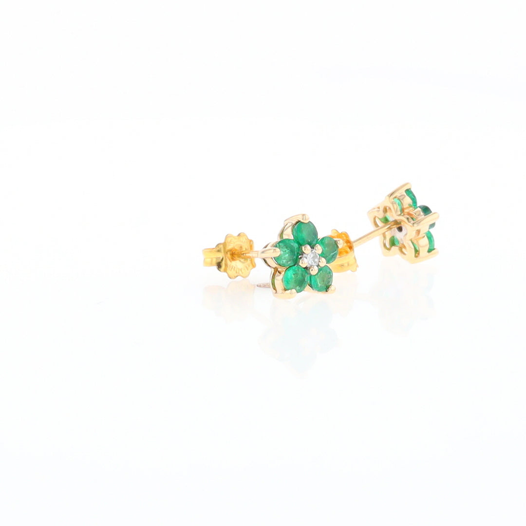 Emerald Flower Stud Earrings