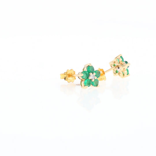 Emerald Flower Stud Earrings