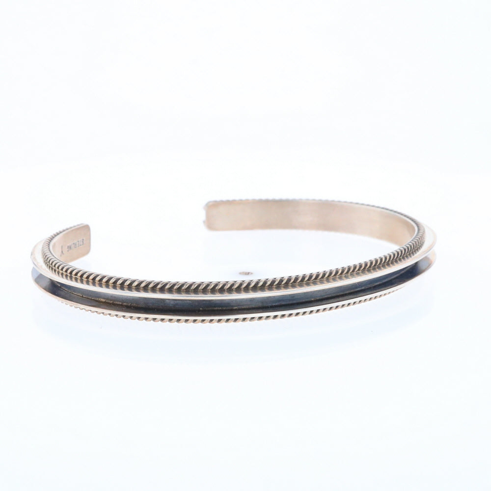 Sterling Silver Blackened Rope Cuff Bracelet