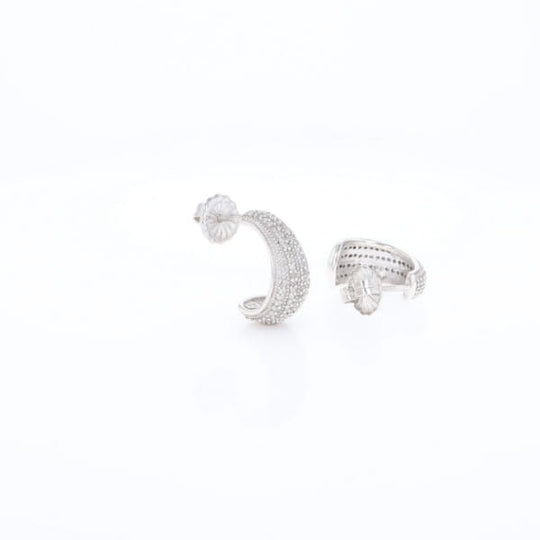 Diamond Half Hoop Stud Earrings