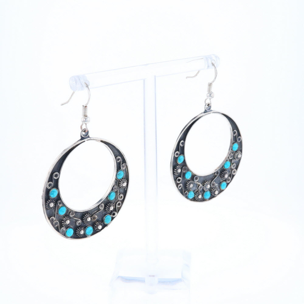 Floral Chrysocolla Hoop Earrings