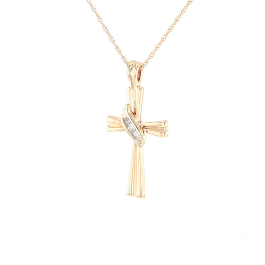 Diamond Crossover Ribbon Cross Pendant