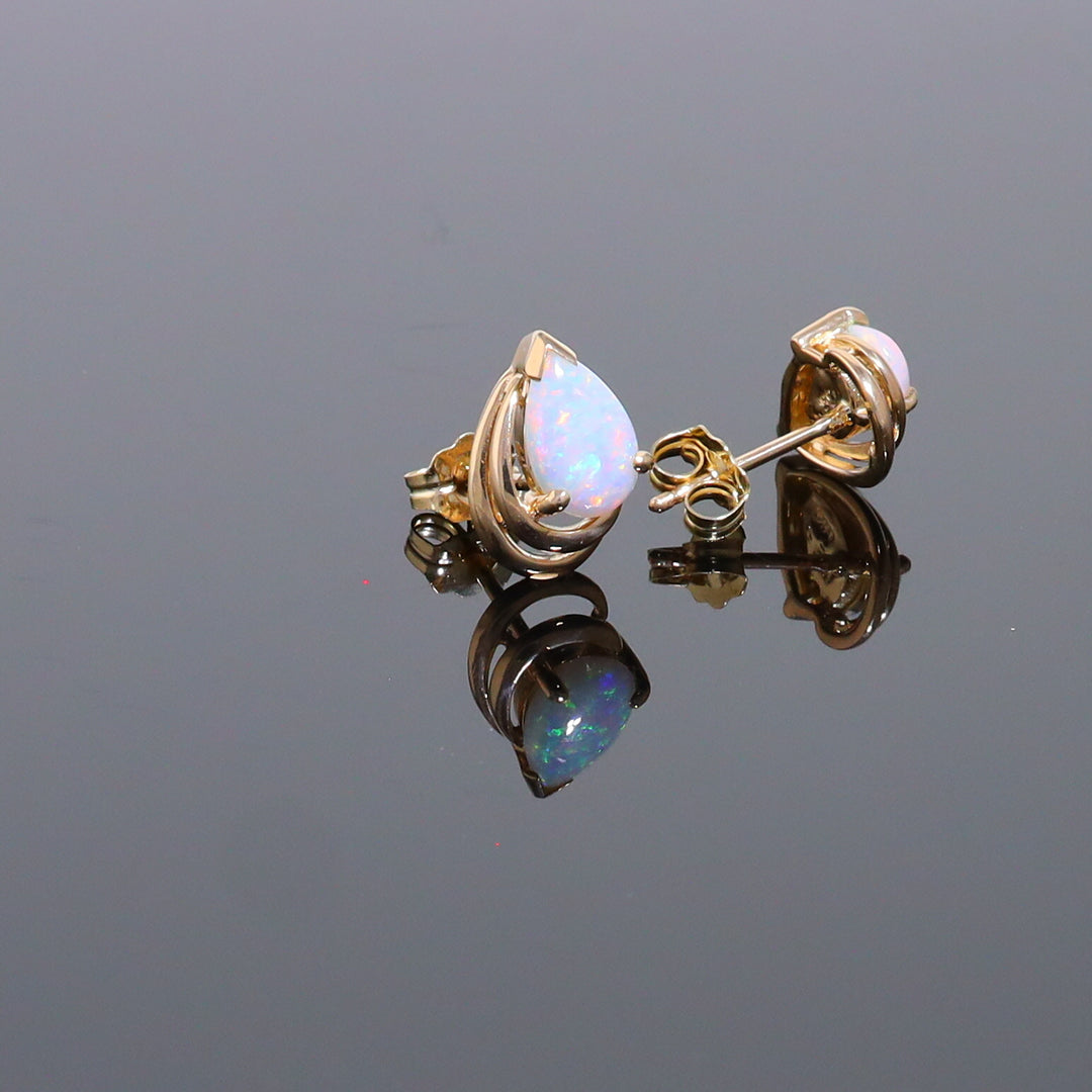 Pear-Shaped Opal Stud Earrings