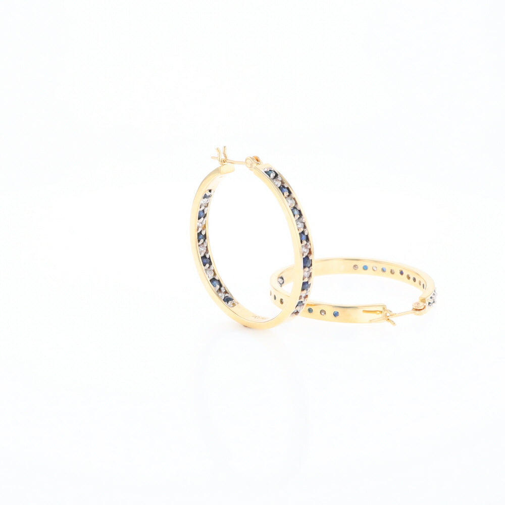 Sapphire & Diamond Hoop Earrings