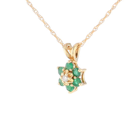 Small Emerald Flower Pendant