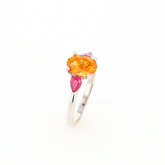 Fall Season Citrine and Ruby Ring