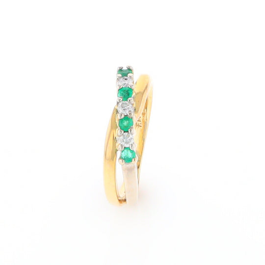 Emerald and Diamond Crossover Ring