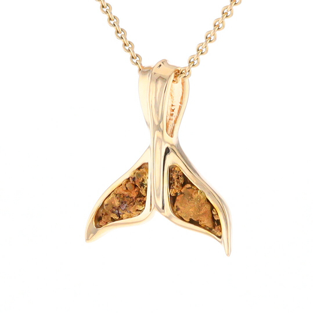 Whale Tail Necklaces Double Natural Nuggets Inlaid Sea Life Pendant