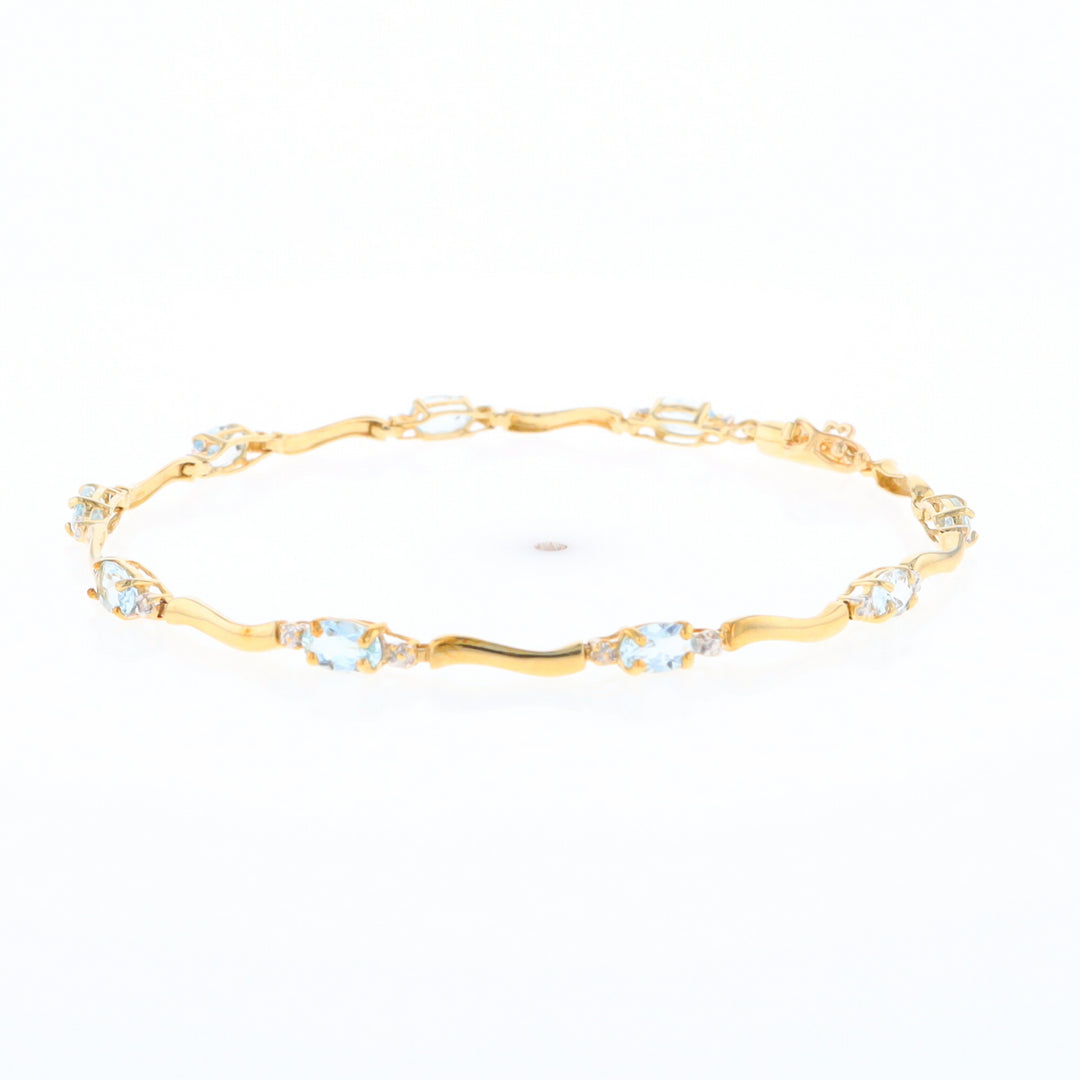 Aquamarine and Diamond Tennis Bracelet