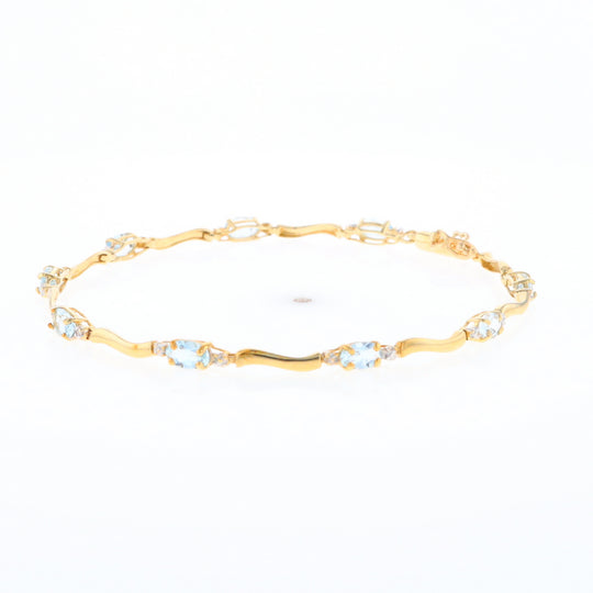 Aquamarine and Diamond Tennis Bracelet