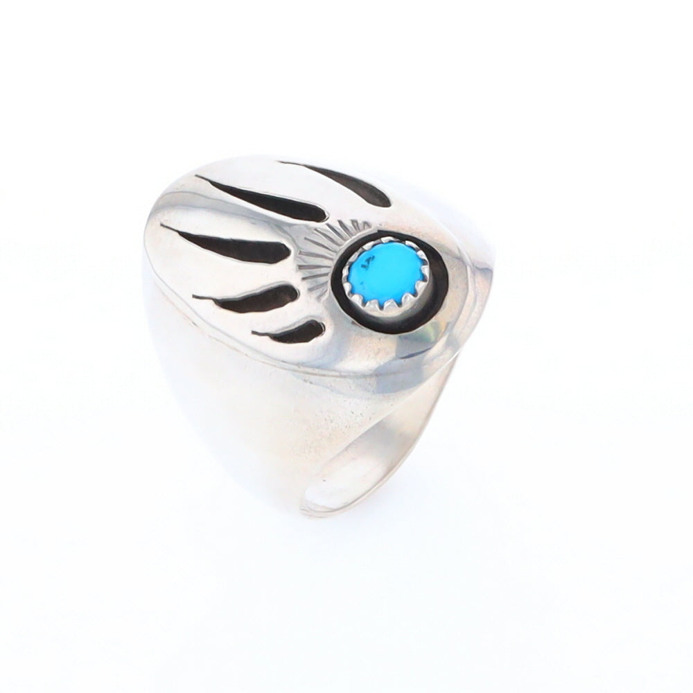 Mens Native Turquoise Bear Claw Ring