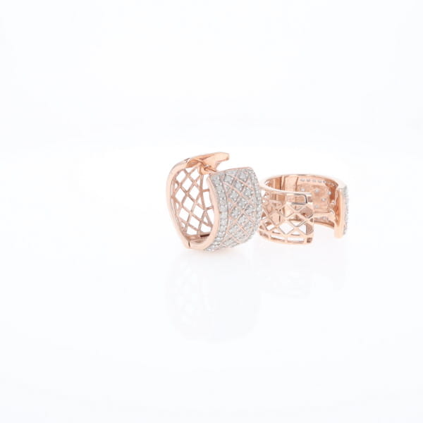 Checkered Wide Hinge Hoop Earrings