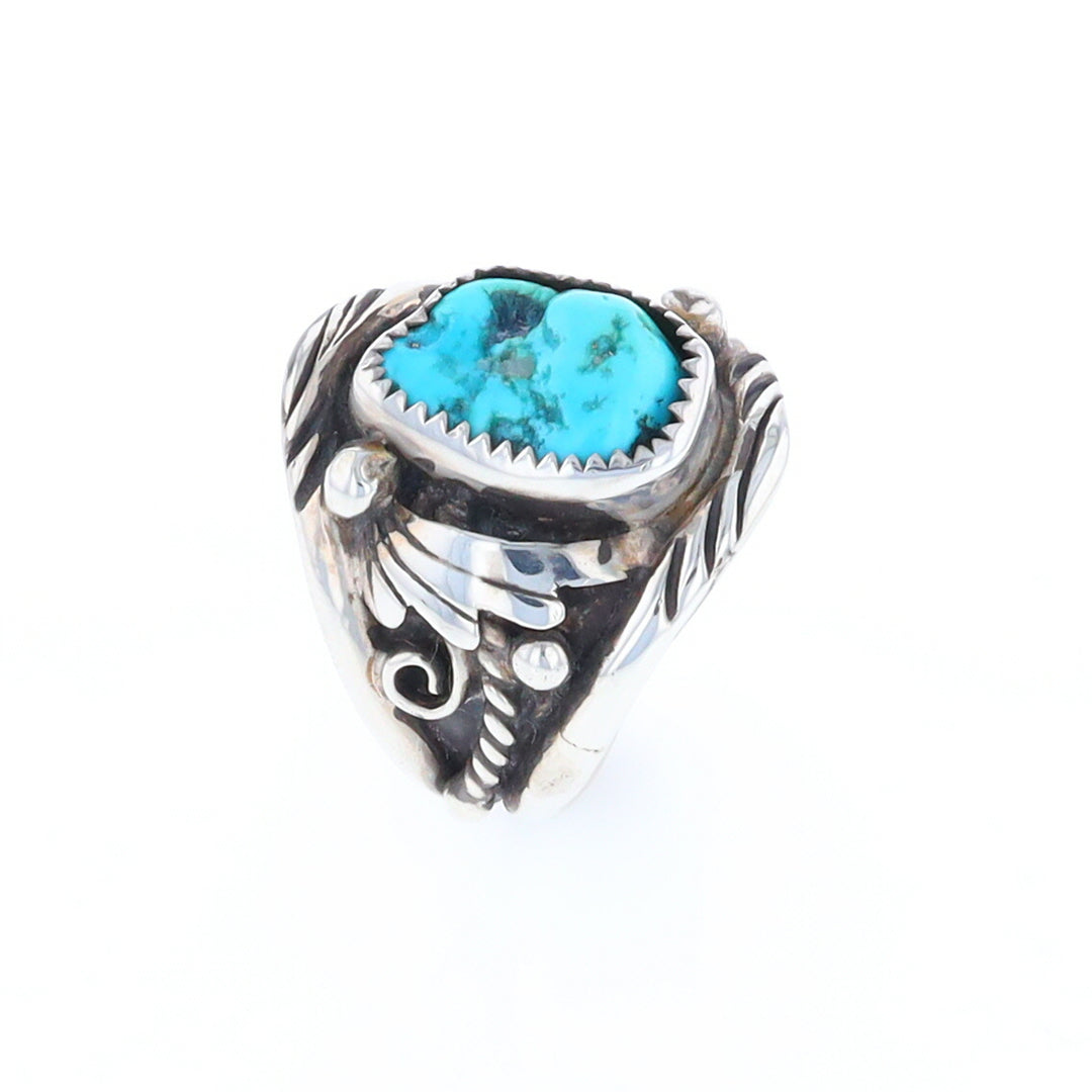 Navajo Turquoise and Feather Design Ring