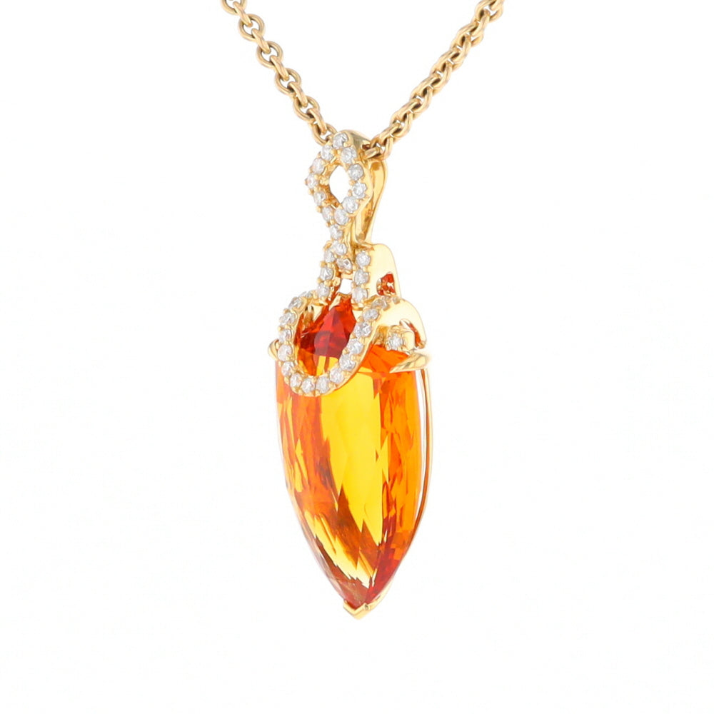 Citrine Pendant with Diamond Bail