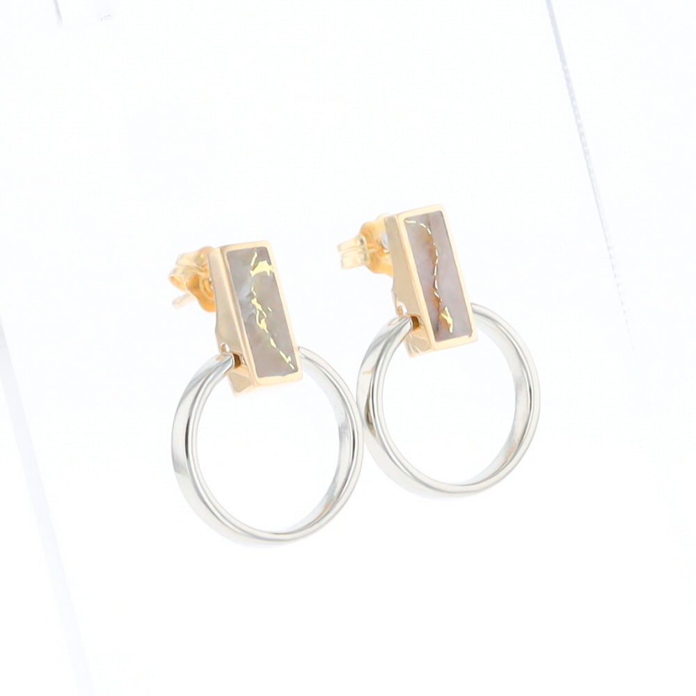 Gold Quartz Rectangle Inlaid Knocker Earrings - G2