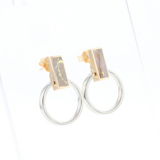 Gold Quartz Rectangle Inlaid Knocker Earrings - G2