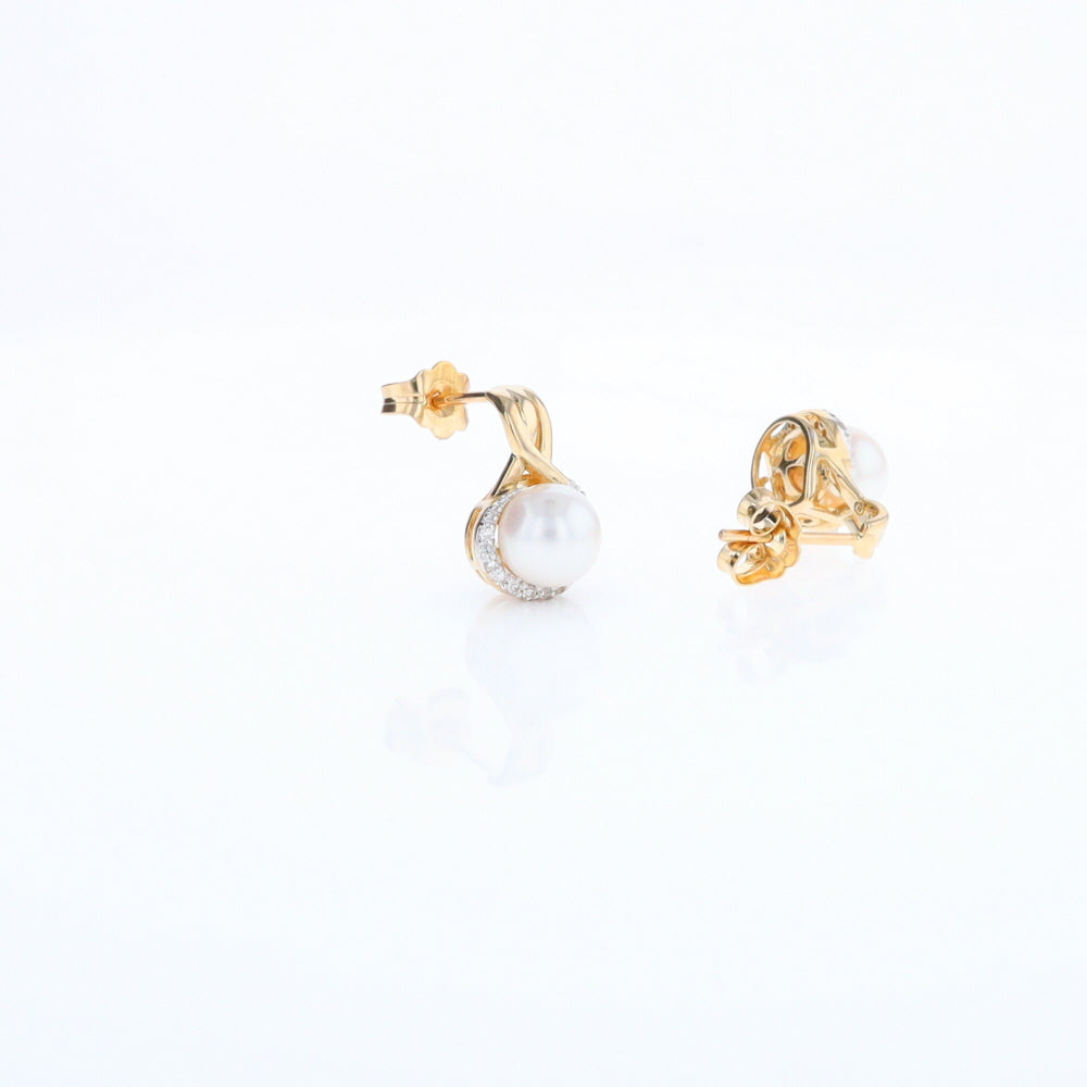 Pearl Drop Earrings with Diamond Halos