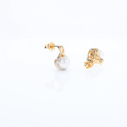 Pearl Drop Earrings with Diamond Halos