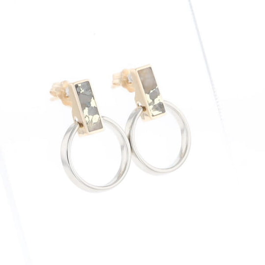 Gold Quartz Rectangle Inlaid Knocker Earrings - G2