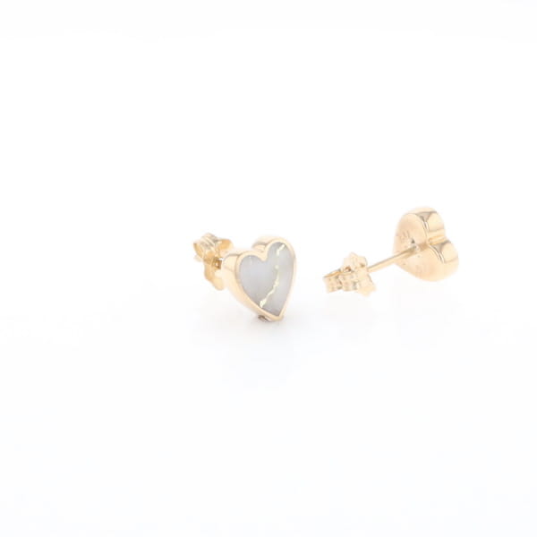 Gold Quartz Heart Stud Earrings - G2