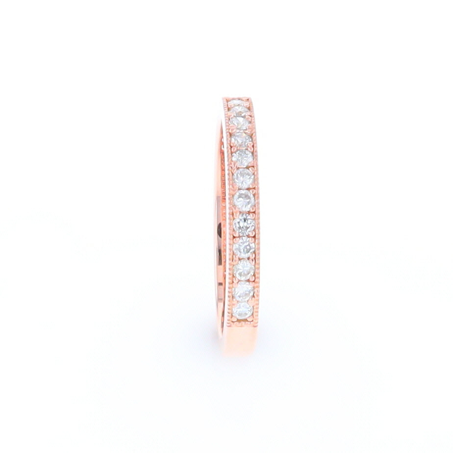 Rose Gold Milgrain Diamond Wedding Band