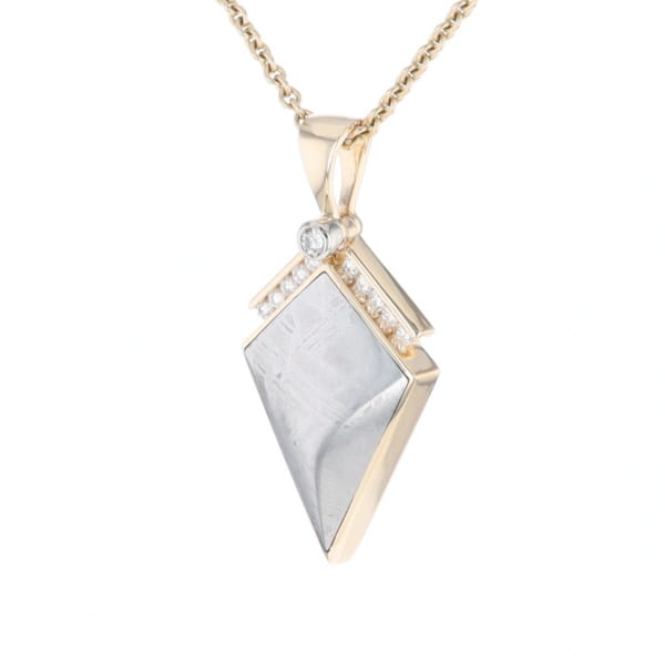 Meteorite Kite Shape Inlaid Pendant with 0.19ctw Diamonds