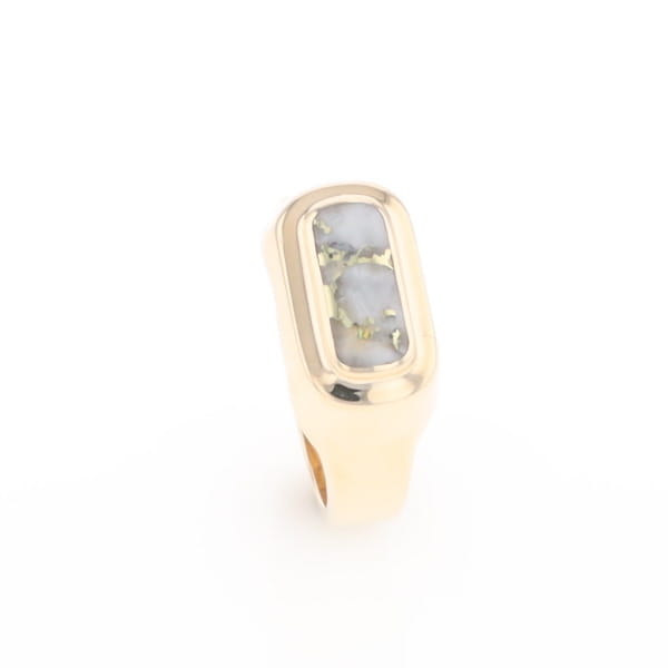 Gold Quartz Ring Oval Inlaid Design - G2