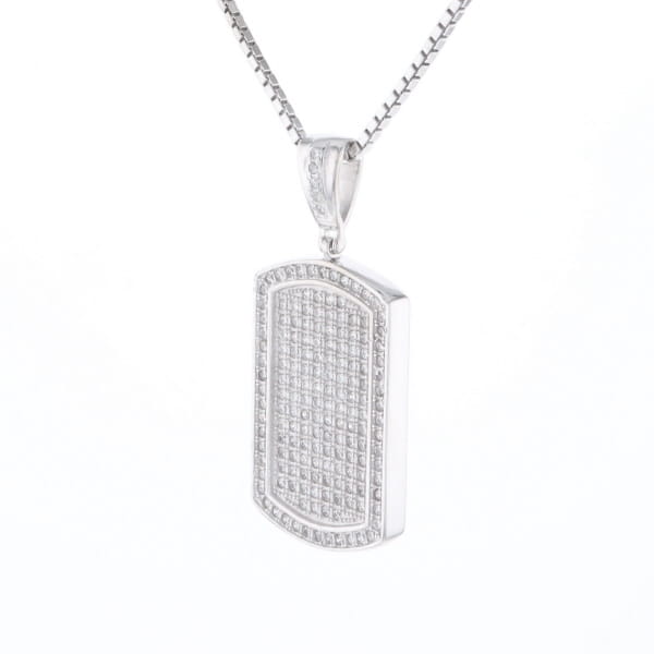 Cubic Zirconia Dog Tag Necklace