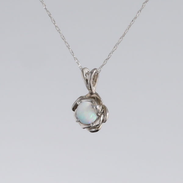 White Opal Flower Pendant
