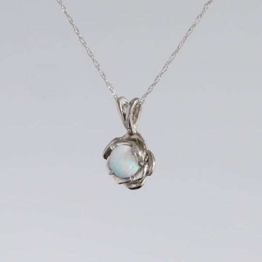 White Opal Flower Pendant