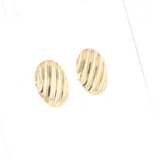 Gold Scorred Disc Stud Earrings