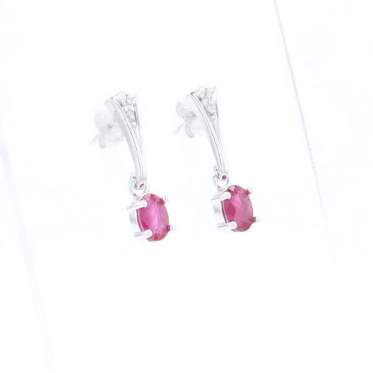 Oval Ruby Dangle Earrings