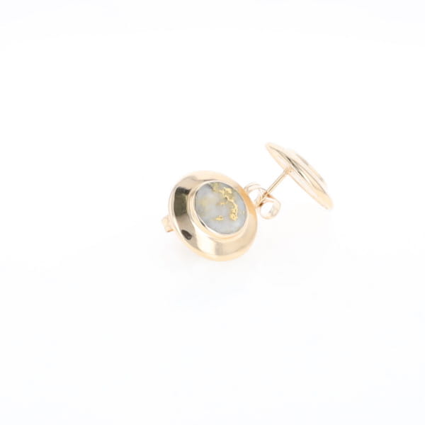 Superior Quality Gold Quartz Inlaid Circle Stud Earrings