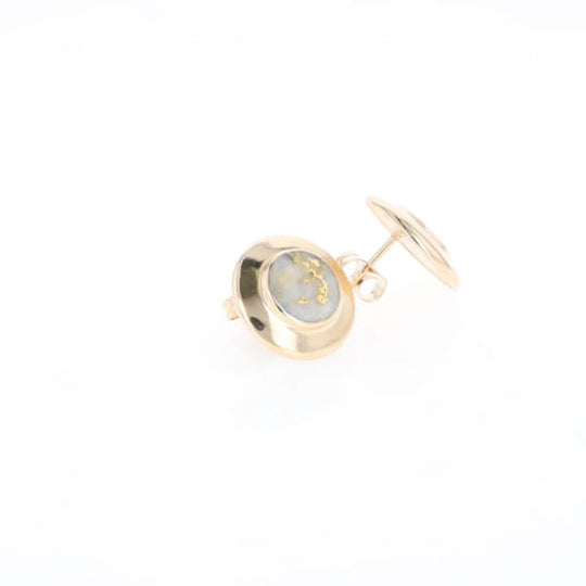 Superior Quality Gold Quartz Inlaid Circle Stud Earrings