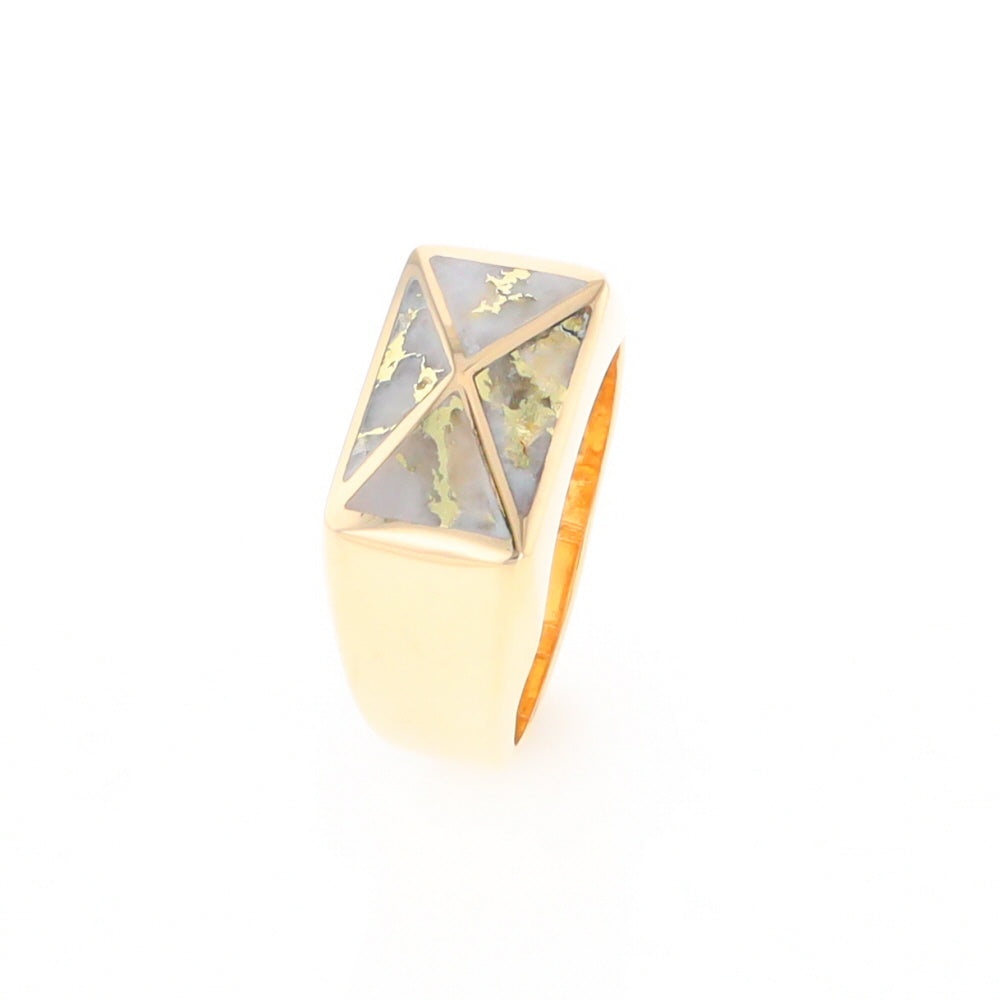 Four Section Gold Quartz Inlaid Men's Ring G2