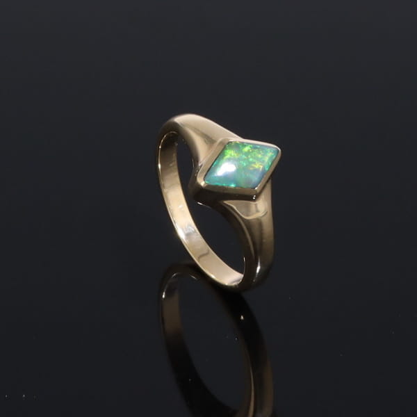 Ethiopian Opal Rings Diamond Shape Inlaid Design