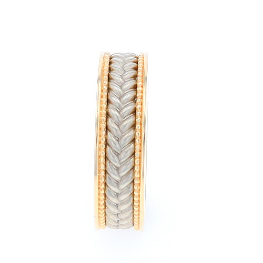 Braided White and Yellow Gold Men's Ring