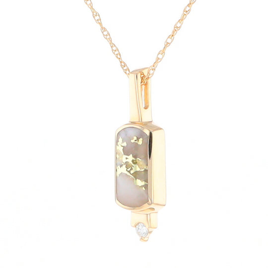 Gold Quartz Pendant with 0.04ctw Diamond Accent