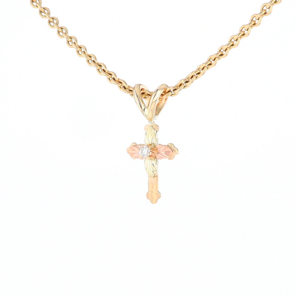 Black Hills Gold Diamond Cross Pendant