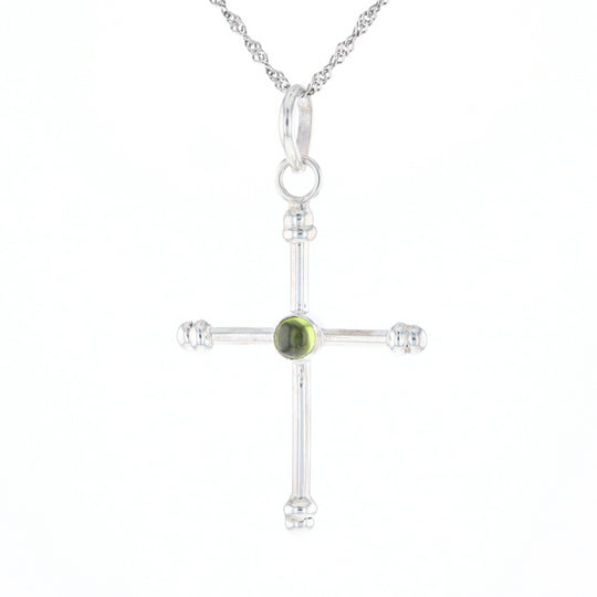 Silver Peridot Cross