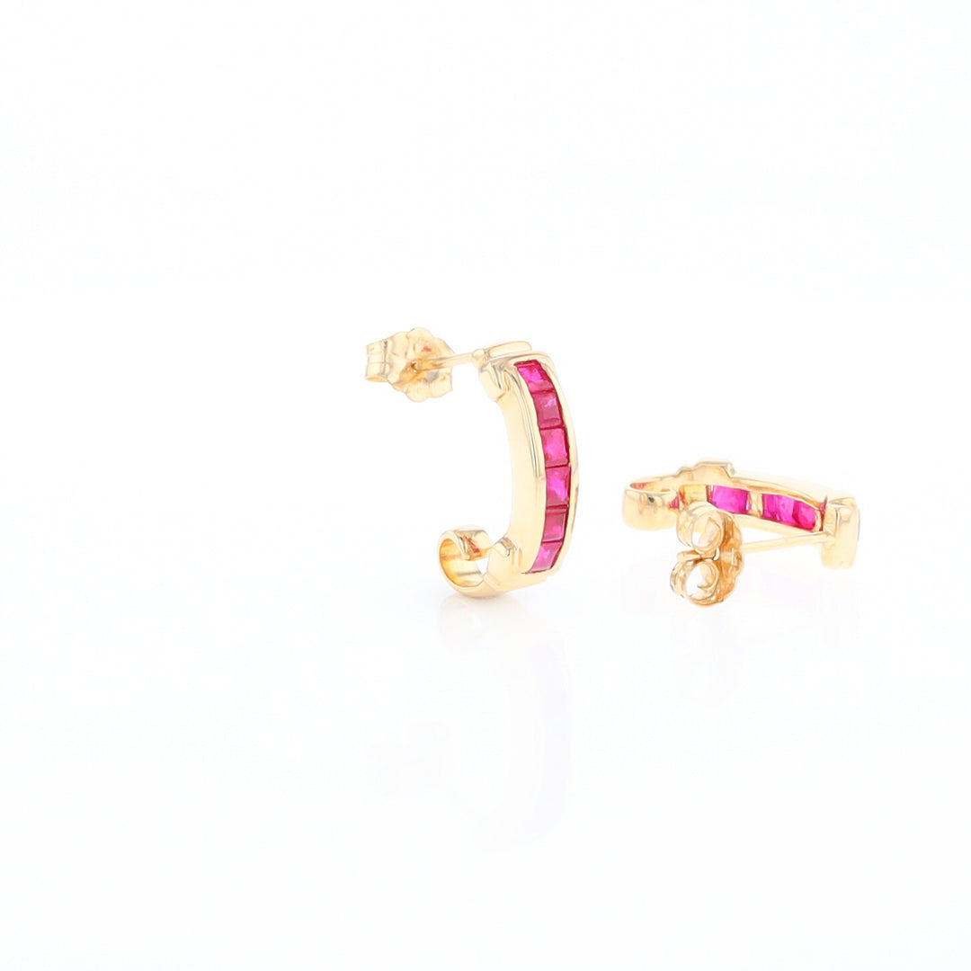 Channel Ruby Semi-Hoop Earrings