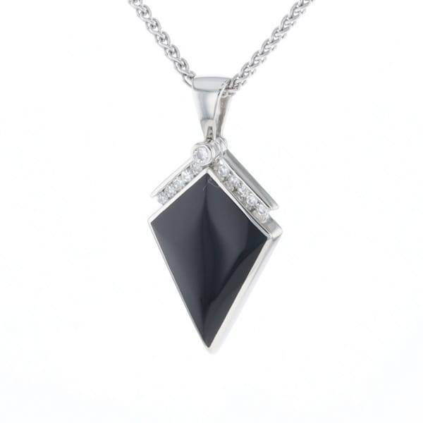 Onyx Kite Design Inlay .19Ctw Diamond Pendant