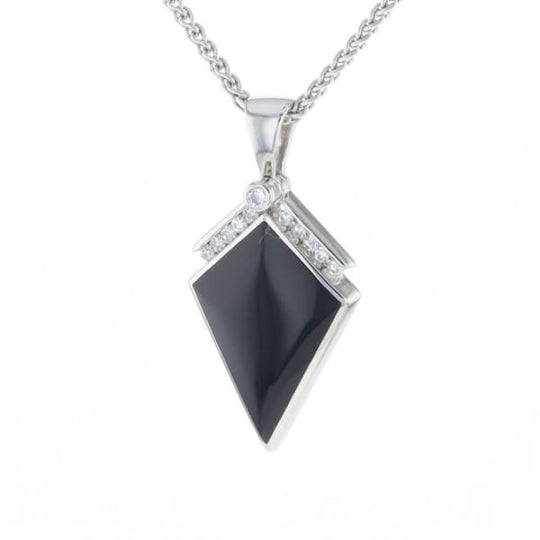 Onyx Kite Design Inlay .19Ctw Diamond Pendant