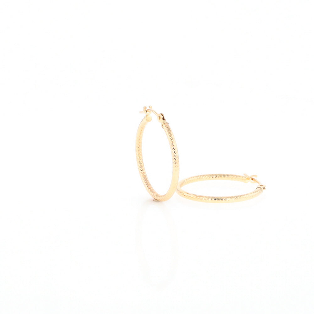 Gold Ribbed Hoop Earrings